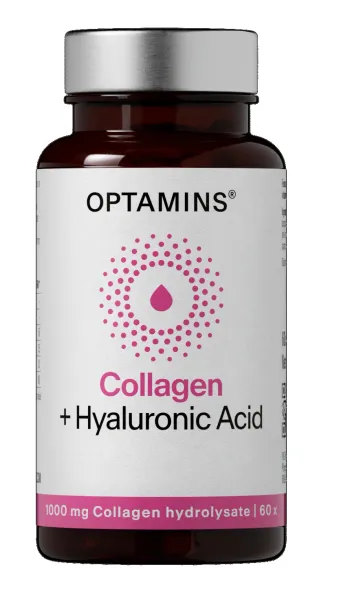 Maisto papildas OPTAMINS Kolagenas 1000mg + Hyaluronic Acid kapsulės N60