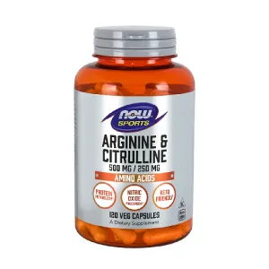 NOW Arginine 500mg &amp; Citrulline 250mg 120 Veg. Capsules